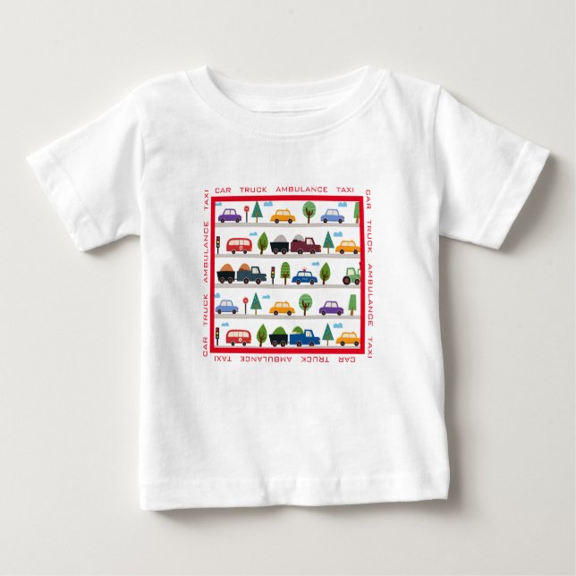 Camiseta Para Bebê Carro, Caminhão, Ambulância, Taxi Baby Toddler T-S (Frente)