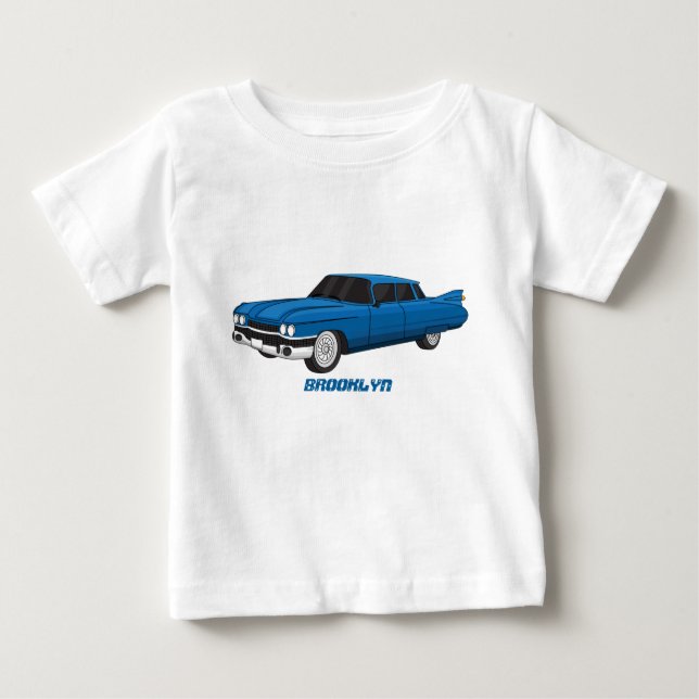 Camiseta Para Bebê Carro clássico azul legal 1959 (Frente)