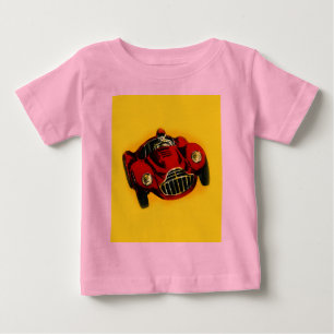 Camiseta Para Bebê Carro de corrida automático antigo amarelo vermelh