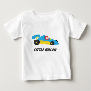 Camiseta Para Bebê Carro de Corrida Azul Fofo para o Pequeno Piloto