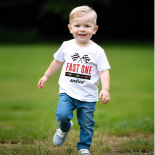 Camiseta Para Bebê Carro de Corrida Branco Fast One