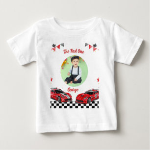 Camiseta Para Bebê Carro de Corrida Vermelho e Preto Kids Foto Aniver