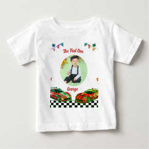 Camiseta Para Bebê Carro de Corrida Vermelho e Preto Kids Foto Aniver