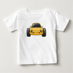 Camiseta Para Bebê Carro de Desenho Animado Amarelo