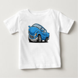 Camiseta Para Bebê Carro de Desenho Azul