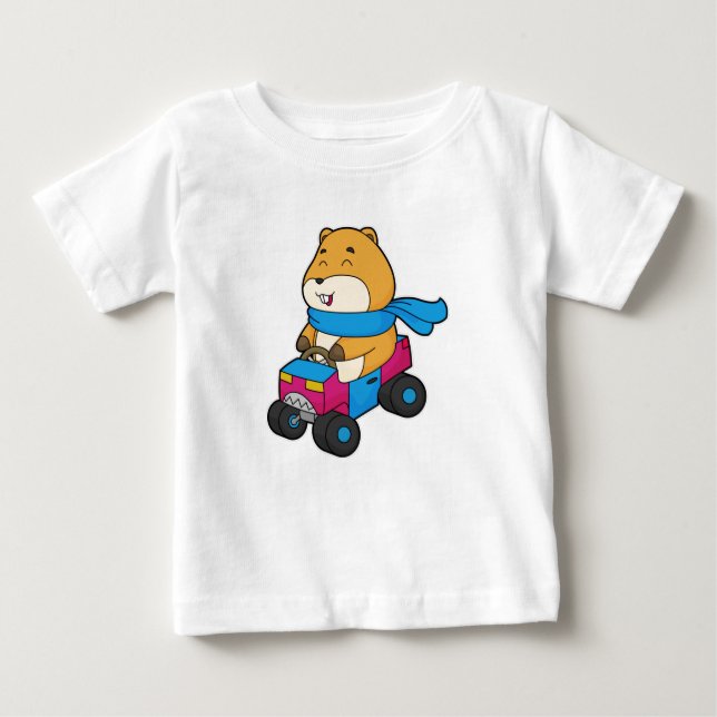 Camiseta Para Bebê Carro de Hamster (Frente)