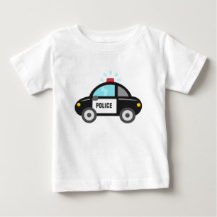 Camiseta Para Bebê Carro de Polícia Fofo com Sirene