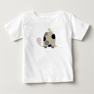 Camiseta Para Bebê Carro de Tartaruga e Pássaro