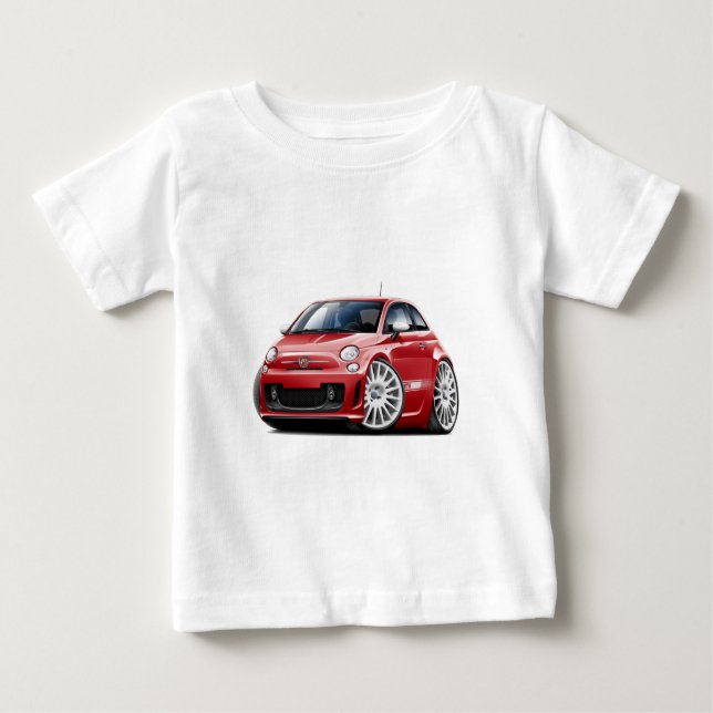 Camiseta Para Bebê Carro do vermelho de Fiat 500 Abarth (Frente)