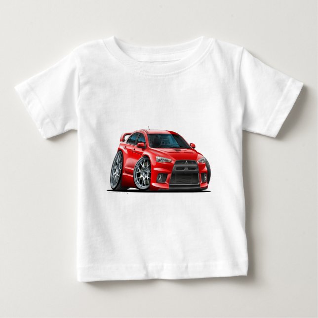 Camiseta Para Bebê Carro do vermelho de Mitsubishi Evo (Frente)