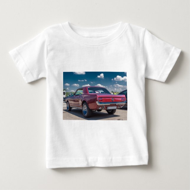 Camiseta Para Bebê Carro Esporte Mustang Red Musculoso Artes Metálica (Frente)