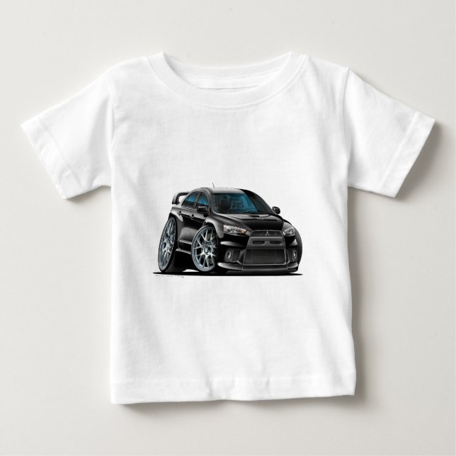 Camiseta Para Bebê Carro preto de Mitsubishi Evo (Frente)