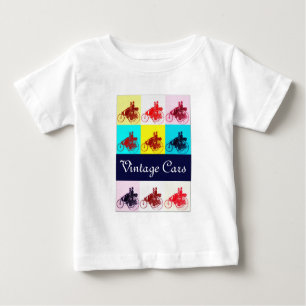 Camiseta Para Bebê Carros vintage Reunindo Arte Pop