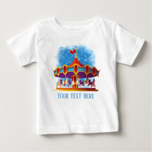 Camiseta Para Bebê carrossel unissex fofo para crianças adicionar tex