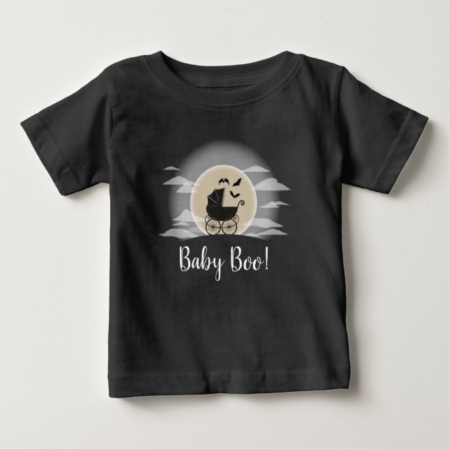 Camiseta Para Bebê Carruagem de Halloween do Chá de fraldas Gótico (Frente)