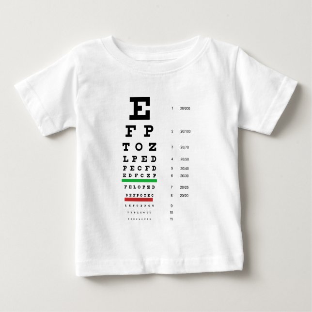 Camiseta Para Bebê Carta de olho de Herman Snellen para calcular a (Frente)