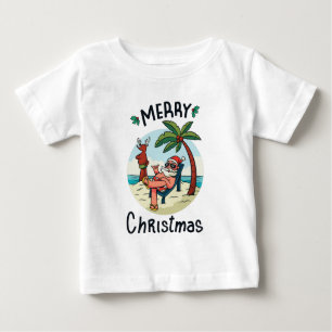 Camiseta Para Bebê Cartão-postal prateado de Natal em julho