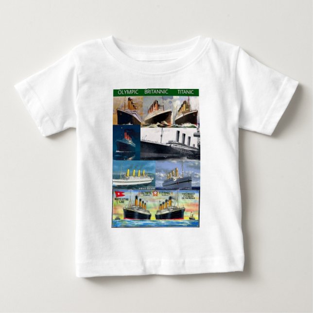 Camiseta Para Bebê cartão-postal titânico,britânico,olimpiadas,irmãs  (Frente)