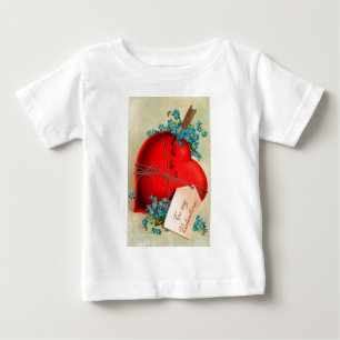 Camiseta Para Bebê Cartão-postal Vintage Grande Namorados Vermelho He