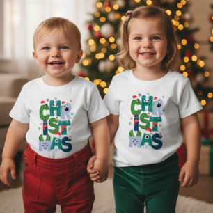 Camiseta Para Bebê Cartas de Monstro Divertidas Natal Infantil Fofo F