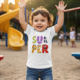 Camiseta Para Bebê Cartas de Monstro Divertidas 'Super Crianças'