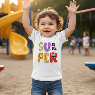 Camiseta Para Bebê Cartas de Monstro Divertidas 'Super Crianças'