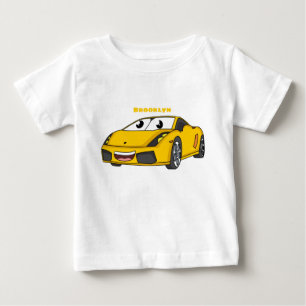 Camiseta Para Bebê Cartografia de carro esportivo amarelo e bonito