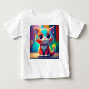 Camiseta Para Bebê Cartografia de Gatinho Coriado do Arco-Íris