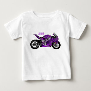 Camiseta Para Bebê Cartografia de motocicletas de esporte roxo