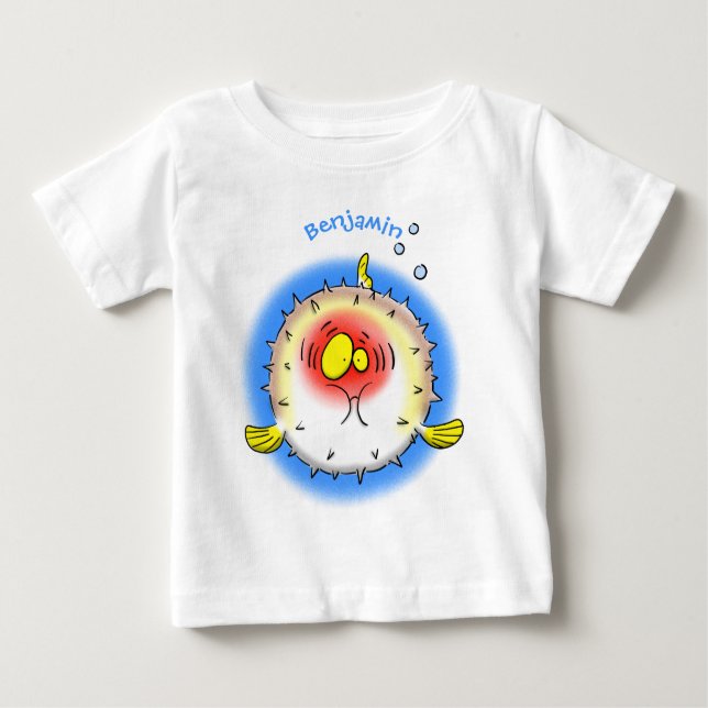 Camiseta Para Bebê Cartografia de peixe-porco-espinho-espinho (Frente)