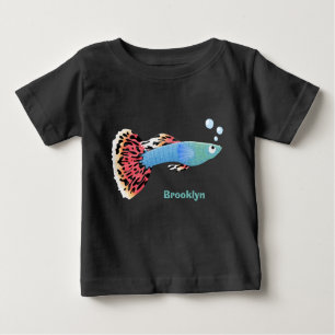 Camiseta Para Bebê Cartografia de peixe tropical de rico bonito