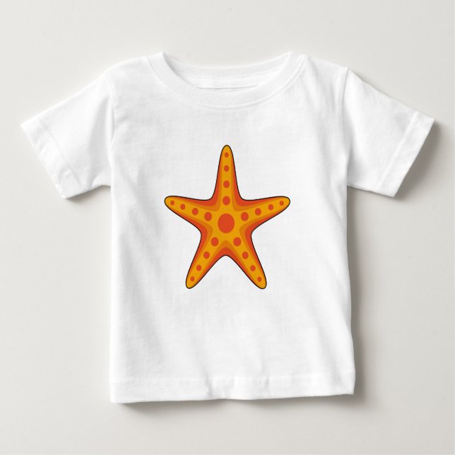Camiseta Para Bebê Cartografia de Starfish Laranja-Corte (Frente)