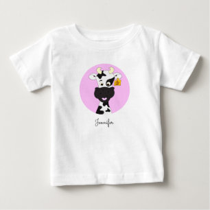 Camiseta Para Bebê Cartografia de vaca engraçada, cor-de-rosa, camis