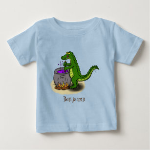Camiseta Para Bebê Cartografia engraçada do cozinhar de jacaré verde