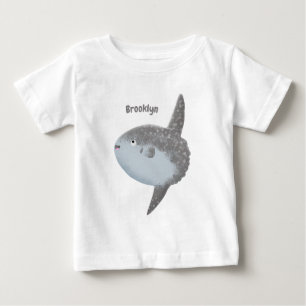 Camiseta Para Bebê Cartografia fofa mola de peixe-sol oceânico