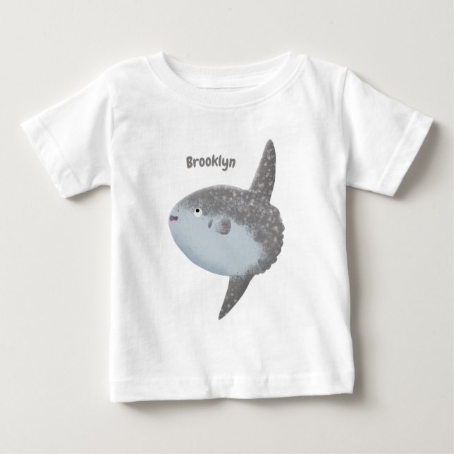 Camiseta Para Bebê Cartografia fofa mola de peixe-sol oceânico (Frente)