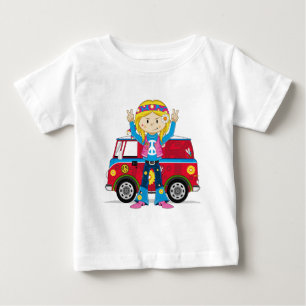 Camiseta Para Bebê Cartoon 60 Peace Hippie