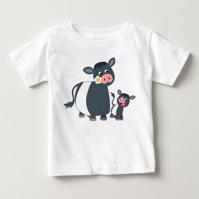 Camiseta Para Bebê Cartoon Abaixo Vaca Galloway E Camiseta Bebê (Frente)