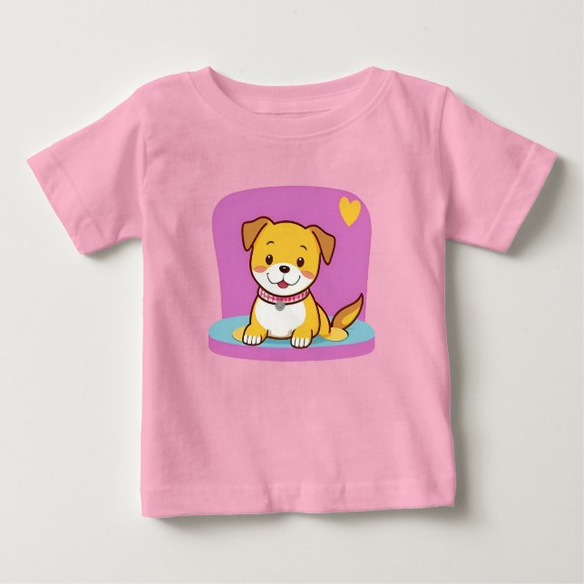 Camiseta Para Bebê Cartoon Adorável Com Expressão Cheery (Frente)