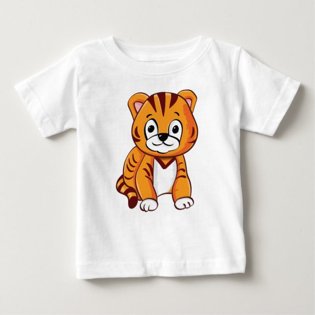 Camiseta Para Bebê Cartoon Baby Tiger (Frente)