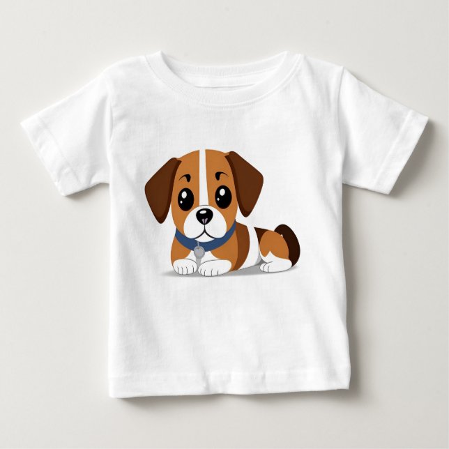Camiseta Para Bebê Cartoon Beagle Puppy Adorável Deitado (Frente)