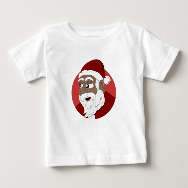 Camiseta Para Bebê Cartoon Black Santa Claus (Frente)