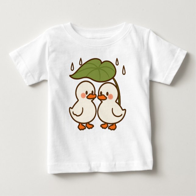 Camiseta Para Bebê Cartoon Bonito Ducklings Compartilhando Crianças F (Frente)