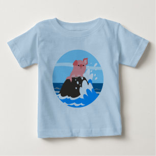 Camiseta Para Bebê Cartoon Bonito Merporco em T-Shirt Rock Baby