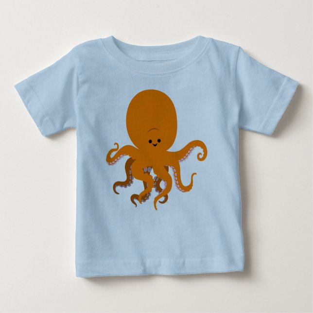 Camiseta Para Bebê Cartoon Bonito Octopus Baby T-Shirt (Frente)