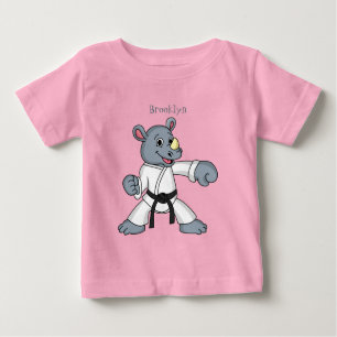 Camiseta Para Bebê Cartoon bonito rhino kung fu