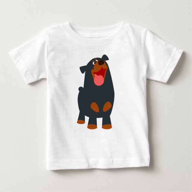 Camiseta Para Bebê Cartoon Bonito Rottweiler Baby T-Shirt (Frente)