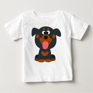 Camiseta Para Bebê Cartoon Bonito Rottweiler Bebê T-Shirt
