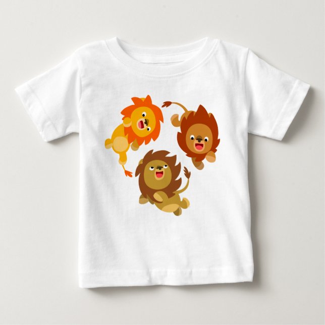Camiseta Para Bebê Cartoon Bonito Sem Peso Leões Camiseta Bebê (Frente)