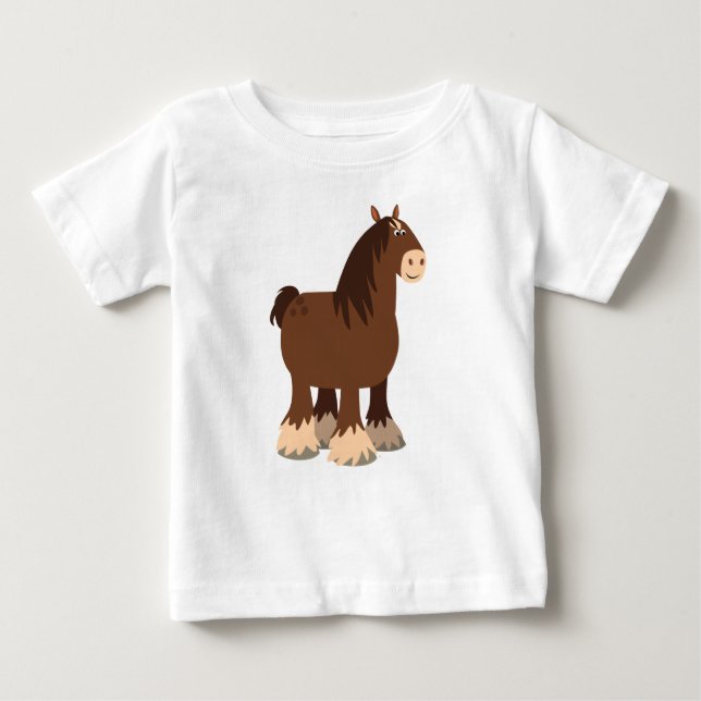 Camiseta Para Bebê Cartoon Bonito Shire Horse Baby T Shirt (Frente)